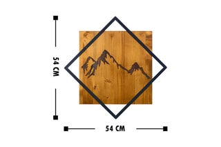 Decoração de parede Mountain 2 em madeira - Preto e castanho - 54 x 54 cm