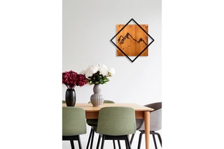 Decoração de parede Mountain 2 em madeira - Preto e castanho - 54 x 54 cm