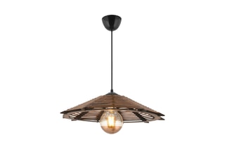Candeeiro suspenso em madeira - Natural e preto - 60 W