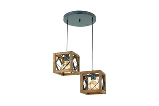 Candeeiro suspenso em madeira de charme Zikzak - Natural - 2 x 60 W