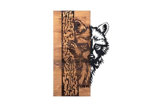 Decoração de parede Folivora - Preto e natural - Em madeira - 37 x 57,5 cm
