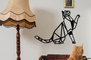 Decoração de parede Cat Metal Decor - 51 x 36 cm - Preto