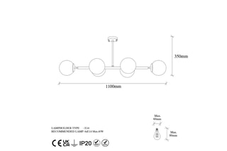 Candeeiro de teto - Acobreado - 3 x 40 W