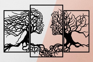 Decoração de parede Love Tree - 116 x 71 cm - Preto