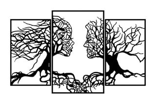 Decoração de parede Love Tree - 116 x 71 cm - Preto