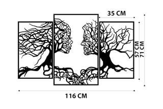 Decoração de parede Love Tree - 116 x 71 cm - Preto