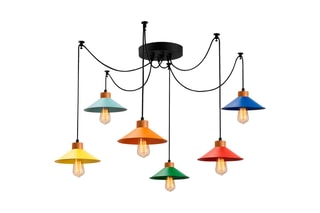 Candeeiro suspenso em forma de aranha Manavgat - Preto e acobreado - 6 x 40 W