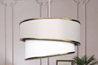 Candeeiro suspenso - Creme e dourado - 30 x20 x 70 cm - 5-9 W