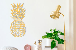 Decoração de parede Pineapple - 22 x 36 cm - Dourado