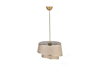Candeeiro suspenso - Bege e dourado - 40 W