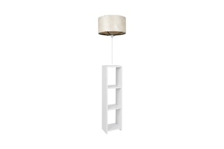 Candeeiro de pé - Branco - 60 W - 140 cm - Estante em madeira