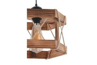 Candeeiro suspenso em madeira - Natural e preto - 45 - 60 W