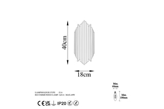 Aplique de parede Kara - Prateado - 40 W