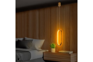 Candeeiro suspenso LED Can Dourado