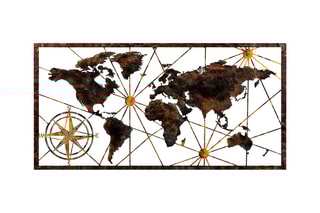 Décoration murale World Map - 120 x 60 cm - Marron