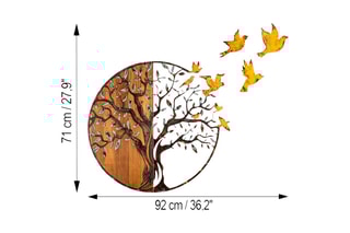 Decoração de parede em madeira - 92 x 71 x 3 cm - Natural e preto