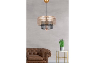 Candeeiro suspenso SH217 - Preto e dourado - 60 W