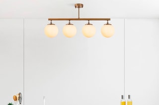 Candeeiro de teto Fazli - Dourado e branco - 4 x 40 W