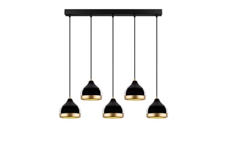 Candeeiro suspenso Yildo - Preto e dourado - 5 x 40 W