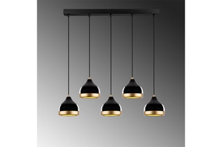 Candeeiro suspenso Yildo - Preto e dourado - 5 x 40 W