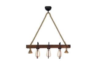 Candeeiro suspenso em pinho - Natural e bege - 3 x 40 W