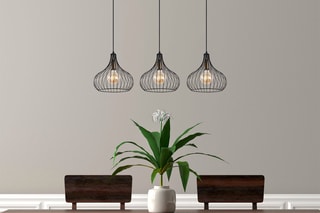 Candeeiro suspenso Teldamla - Preto e latão - 3 x 40 W