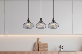 Candeeiro suspenso Teldamla - Preto e latão - 3 x 40 W
