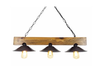 Candeeiro suspenso Üç Sapka - Natural e preto - Em pinho - 3 x 60 W