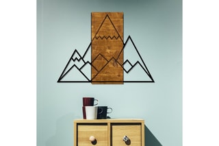 Decoração de parede em nogueira Mountain - 58 x 78 cm - Preto e natural