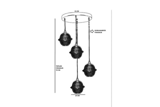 Candeeiro suspenso Merkür - Preto - 4 x 60 W