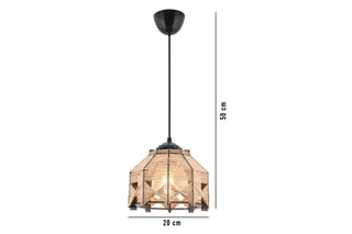 Candeeiro suspenso em madeira Jutta Jute - Preto e camel - 45 - 60 W