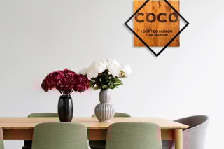 Decoração de parede em madeira Fashion - 54 x 54 cm - Natural e preto