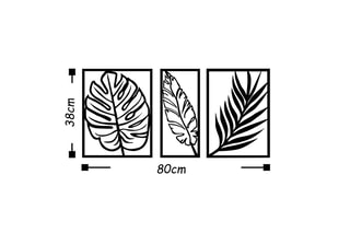 3 decorações de parede Leaf - 80 x 38 cm - Preto