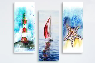 3 pinturas decorativas em MDF Layla - 20 x 50 cm -