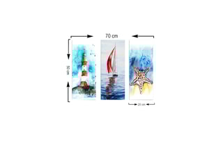 3 pinturas decorativas em MDF Layla - 20 x 50 cm -