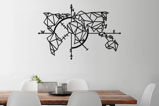 Décoration murale World Map - 111 x 74 cm - Noir