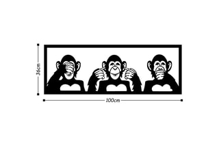 Décoration murale Three Monkeys - 100 x 36 cm - Noir