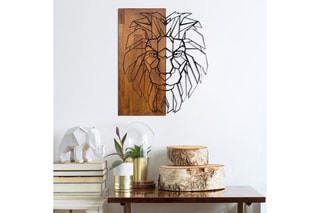 Decoração de parede em madeira King1 - 47,5 x 58 cm - Imitação de nogueira e preto