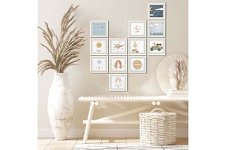 12 decorações de parede - 16 x 17 cm - Branco e azul-celeste