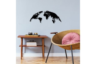 Decoração de parede World Map Small - 100 x 39 cm - Preto