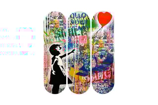 Tríptico "Balloon Girl” - Banksy - 20 x 70 cm - Reprodução