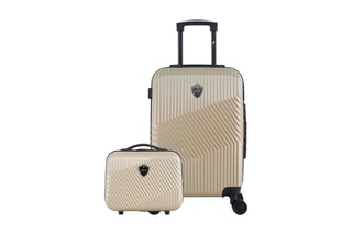  Valise cabine (S) et vanity Peter - 55/23 cm  - Noir et beige