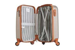 Valise cabine Henry-E (S) - 50 cm  - Noir, beige, orange et argenté