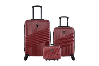  Set de 2 valises (S/M) et vanity Peter - 55/65/23 cm  - Bordeaux