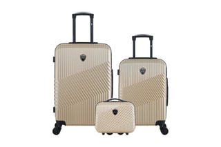  Set de 2 valises (S/M) et vanity Peter - 55/65/23 cm  - Noir et beige