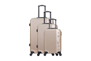 Set de 3 valises Liam (S/M/L) - 55/65/75 cm  - Noir, beige et argenté