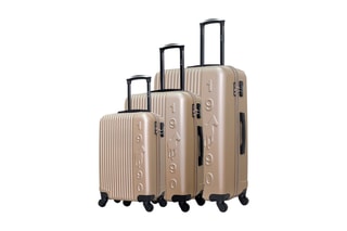 Set de 3 valises Liam (S/M/L) - 55/65/75 cm  - Noir, beige et argenté