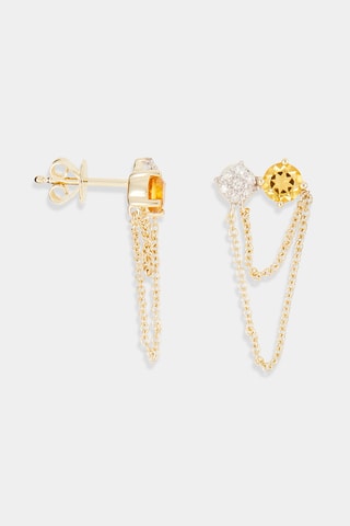 Boucles d'oreilles Angèle - Or jaune, diamants et citrine