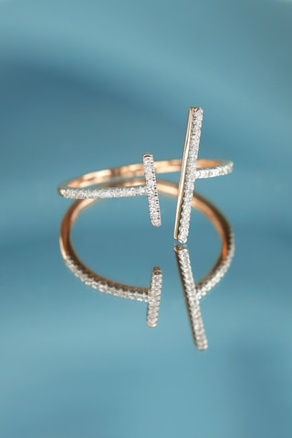 Bague Parallèle asymétrique - Or jaune et diamants