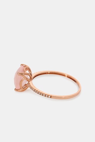 Bague Havva - Or rose, diamants et quartz rose